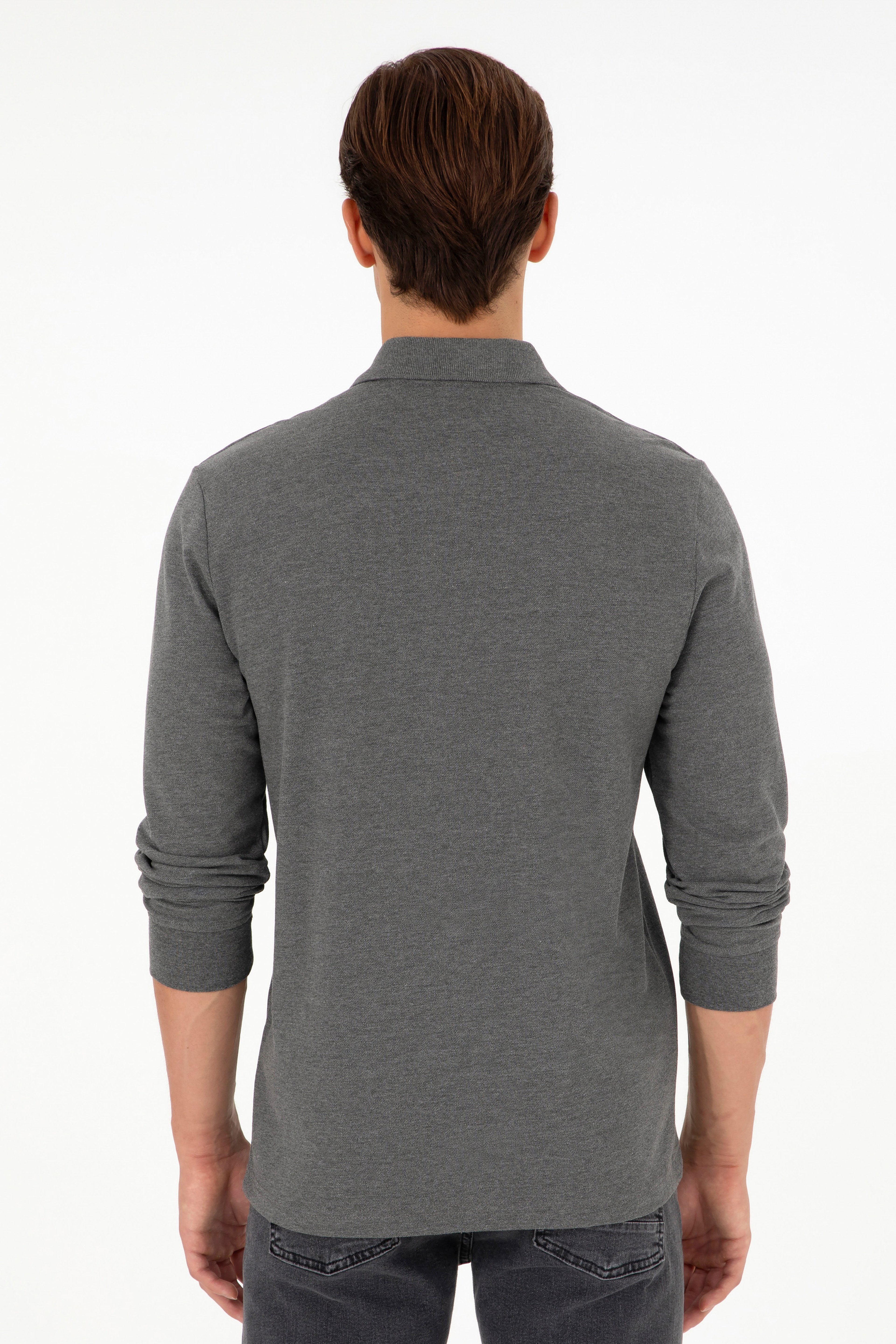 Erkek Antrasit Melanj Basic Sweatshirt - Image 5