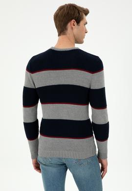 Erkek Slim Fit Bisiklet Yaka Gri Melanj Kazak - 50292852027