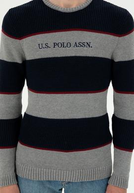 Erkek Slim Fit Bisiklet Yaka Gri Melanj Kazak - 50292852027