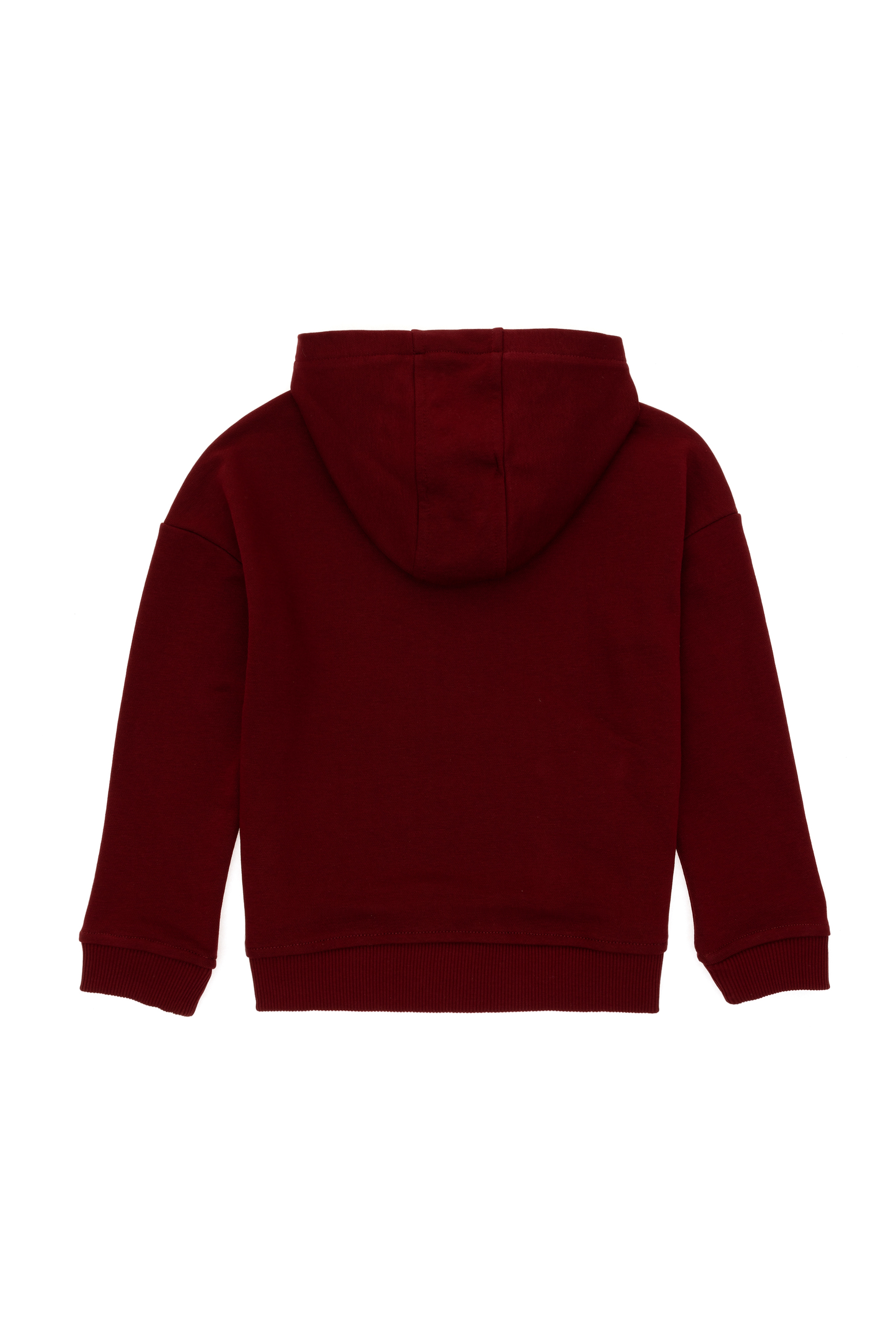 Erkek Çocuk Bordo Basic Kapüşonlu Sweatshirt - Image 2