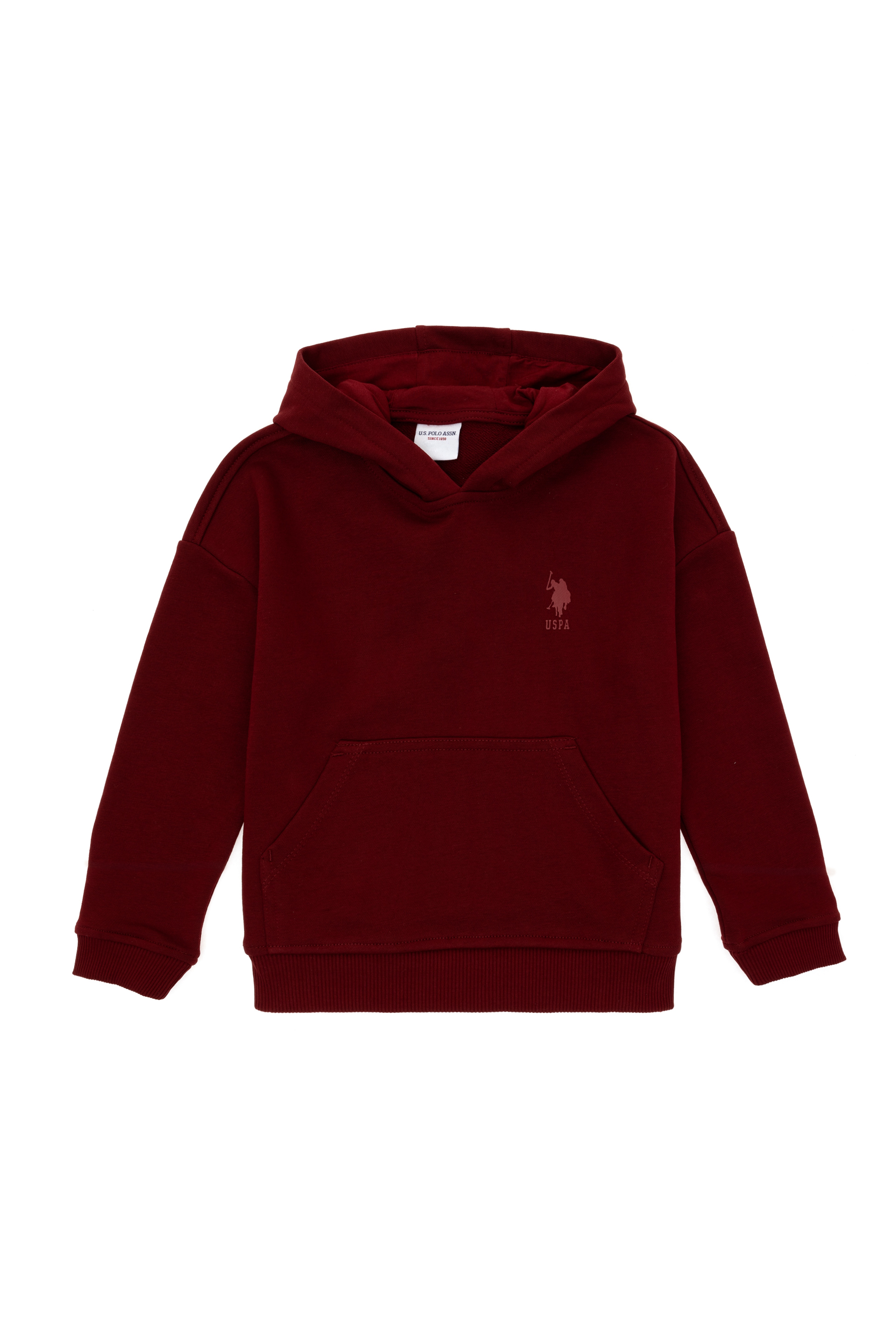 Erkek Çocuk Bordo Basic Kapüşonlu Sweatshirt - Image 1