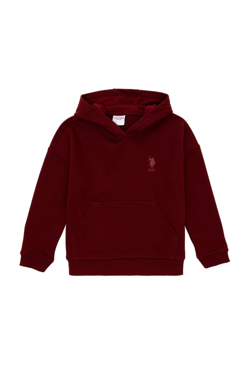 Erkek Çocuk Bordo Basic Kapüşonlu Sweatshirt