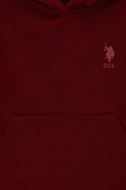 Erkek Çocuk Bordo Basic Kapüşonlu Sweatshirt