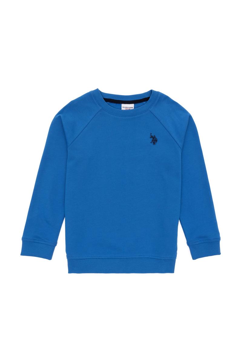 Erkek Çocuk Kobalt Basic Bisiklet Yaka Sweatshirt