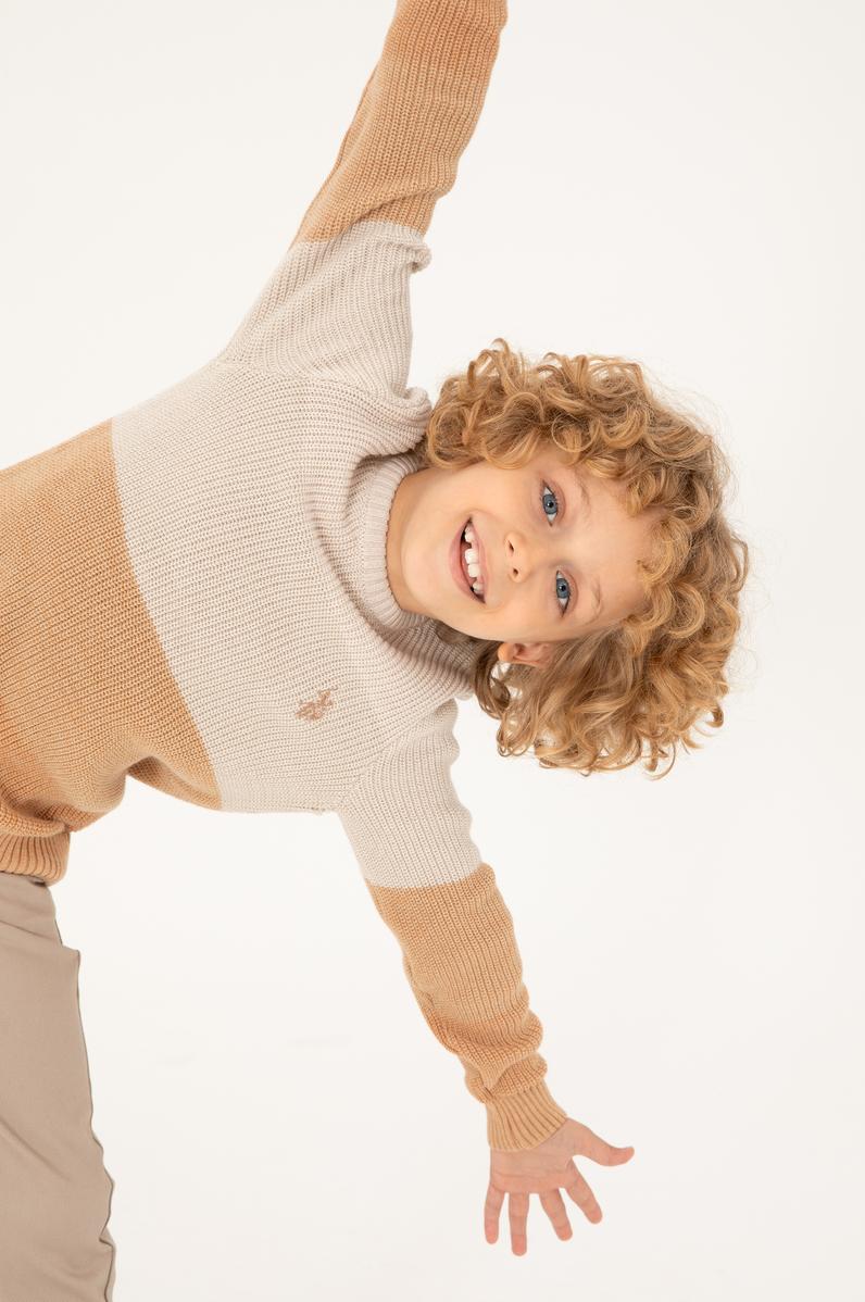 Erkek Çocuk Camel Bisiklet Yaka Kazak