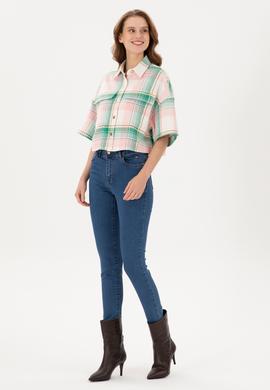 Kadın Somon Uzun Kollu Gömlek - 50289839013