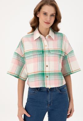 Kadın Somon Uzun Kollu Gömlek - 50289839013