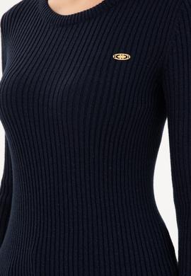 Kadın Lacivert Bisiklet Yaka Simli Kazak - 50294092013