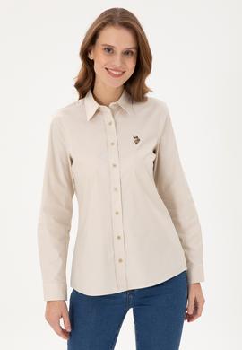 Kadın Açık Haki Uzun Kollu Basic Gömlek - 50295710062