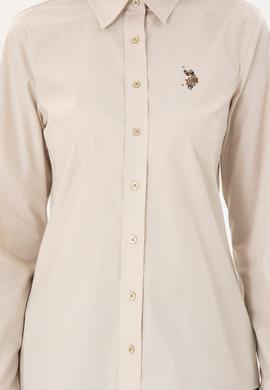 Kadın Açık Haki Uzun Kollu Basic Gömlek - 50295710062