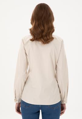 Kadın Açık Haki Uzun Kollu Basic Gömlek - 50295710062