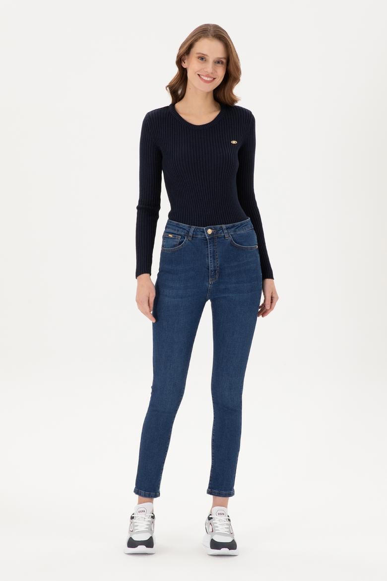 Kadın Koyu Mavi Jean Pantolon