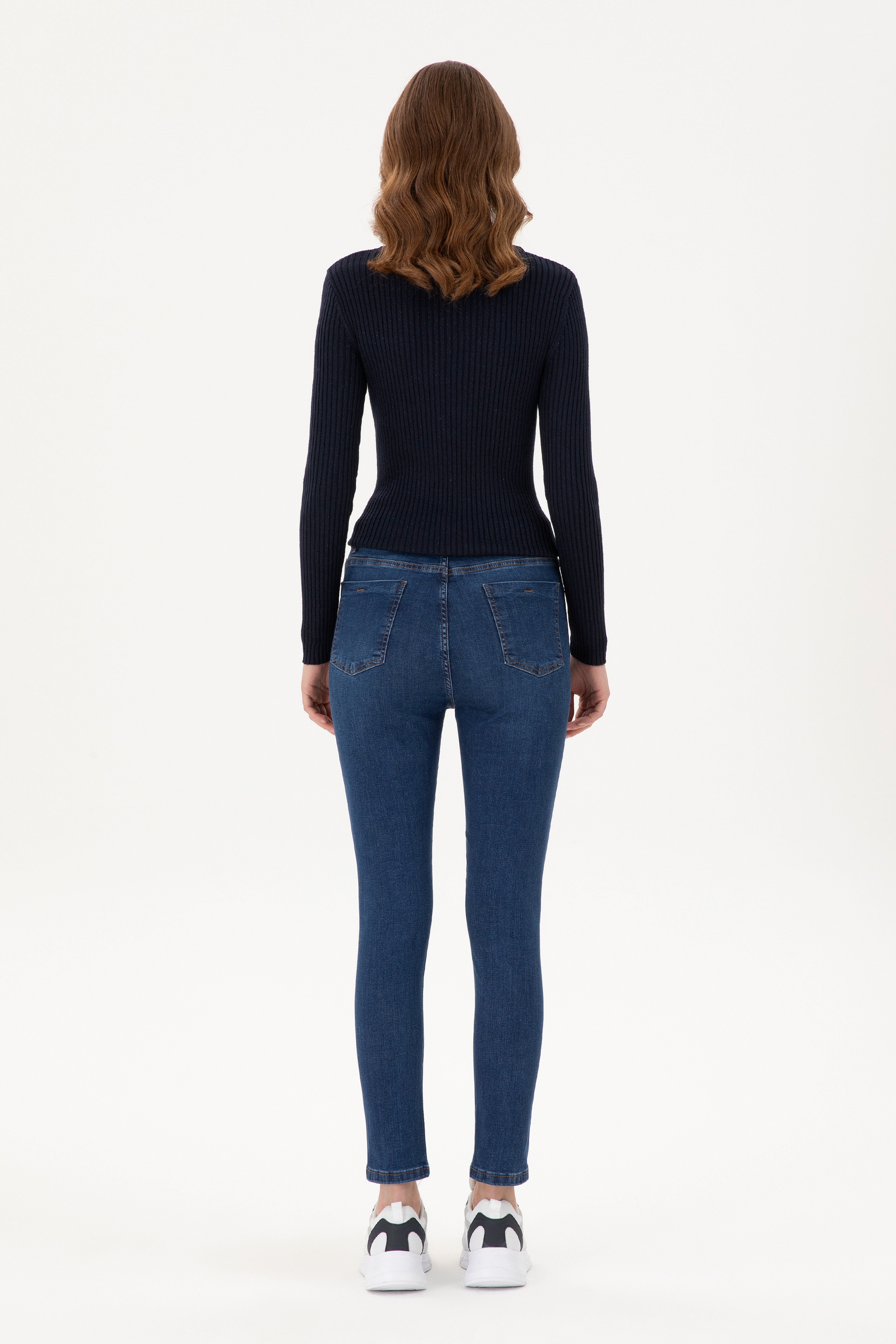 Kadın Koyu Mavi Jean Pantolon - Image 4