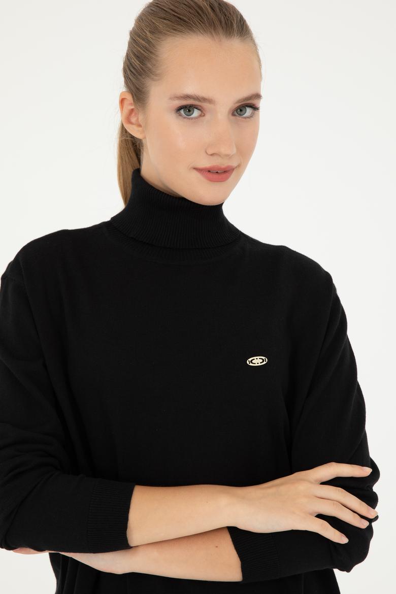 Kadın Siyah Basic Boğazlı Kazak - 50294570001