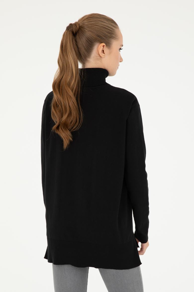 Kadın Siyah Basic Boğazlı Kazak - 50294570001