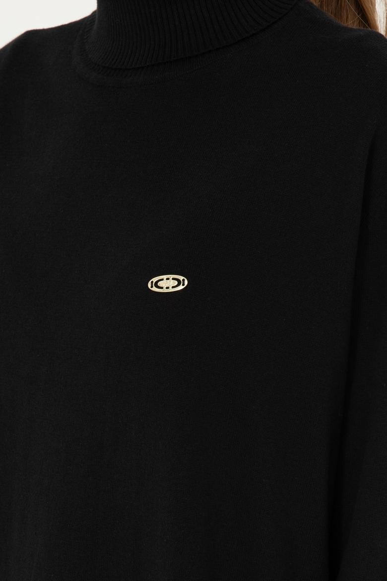 Kadın Siyah Basic Boğazlı Kazak - 50294570001