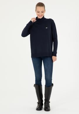 Kadın Lacivert Basic Boğazlı Kazak - 50294570013