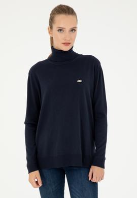 Kadın Lacivert Basic Boğazlı Kazak - 50294570013