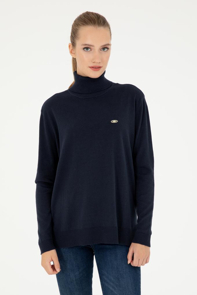 Kadın Lacivert Basic Boğazlı Kazak