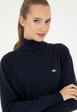 Kadın Lacivert Basic Boğazlı Kazak - 50294570013