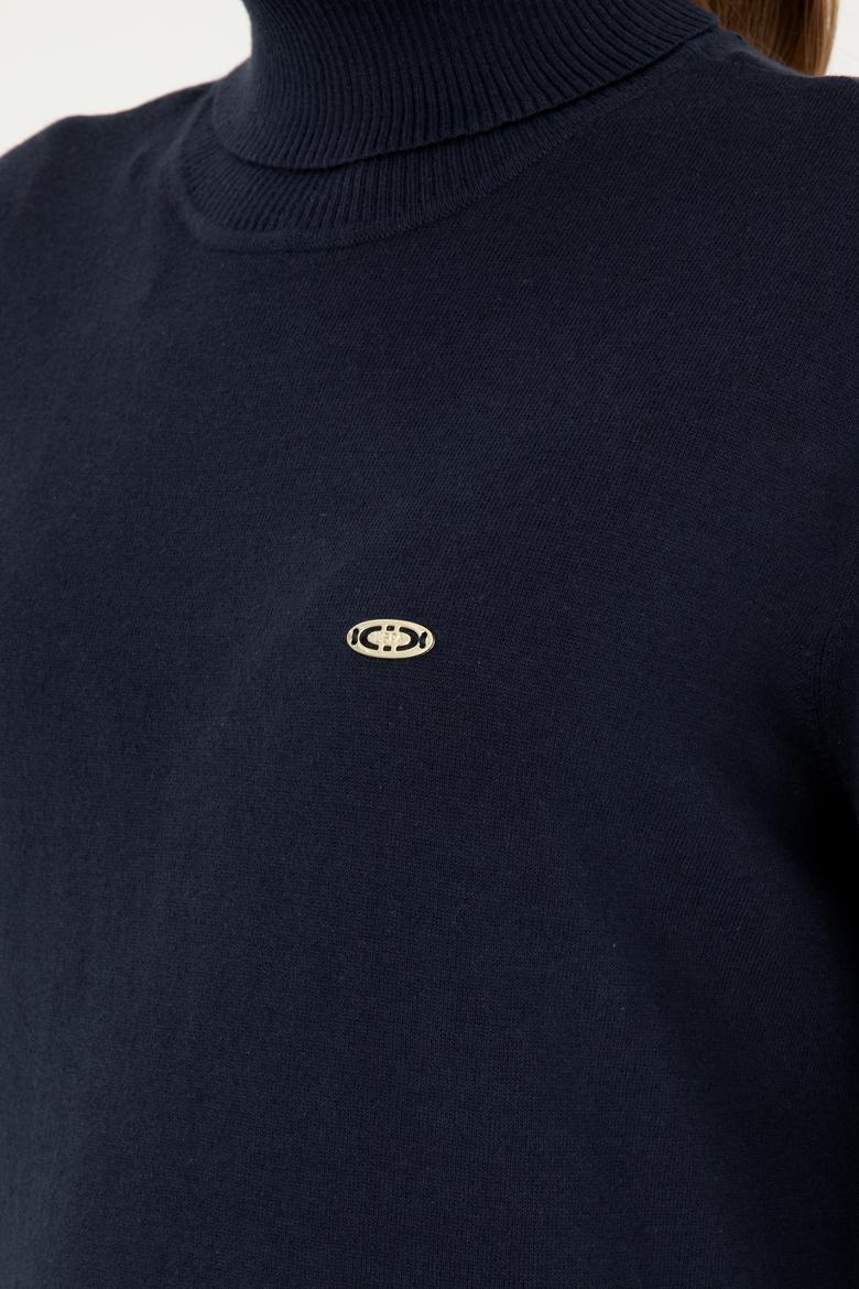 Kadın Lacivert Basic Boğazlı Kazak - 50294570013