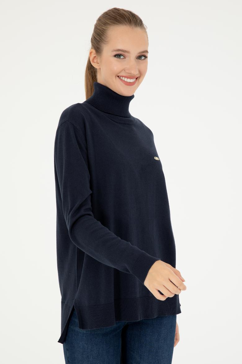 Kadın Lacivert Basic Boğazlı Kazak - 50294570013