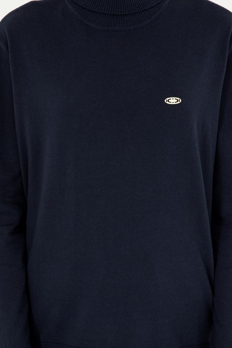 Kadın Lacivert Basic Boğazlı Kazak - 50294570013