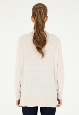 Kadın Krem Melanj Basic Boğazlı Kazak - 50294570019