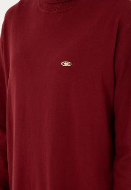 Kadın Bordo Basic Boğazlı Kazak - 50294570022