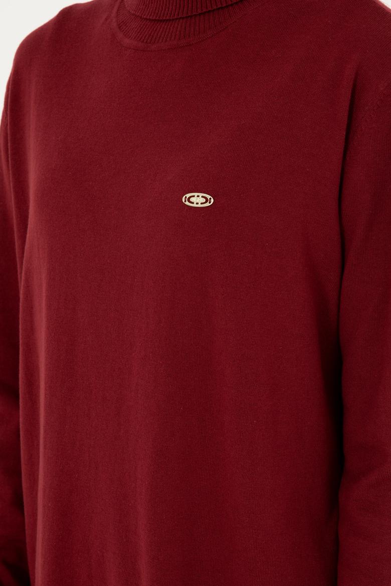 Kadın Bordo Basic Boğazlı Kazak - 50294570022