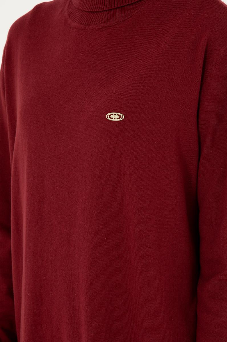 Kadın Bordo Basic Boğazlı Kazak