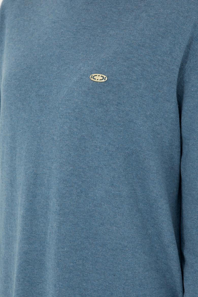 Kadın Mavi Basic Boğazlı Kazak - 50294570031