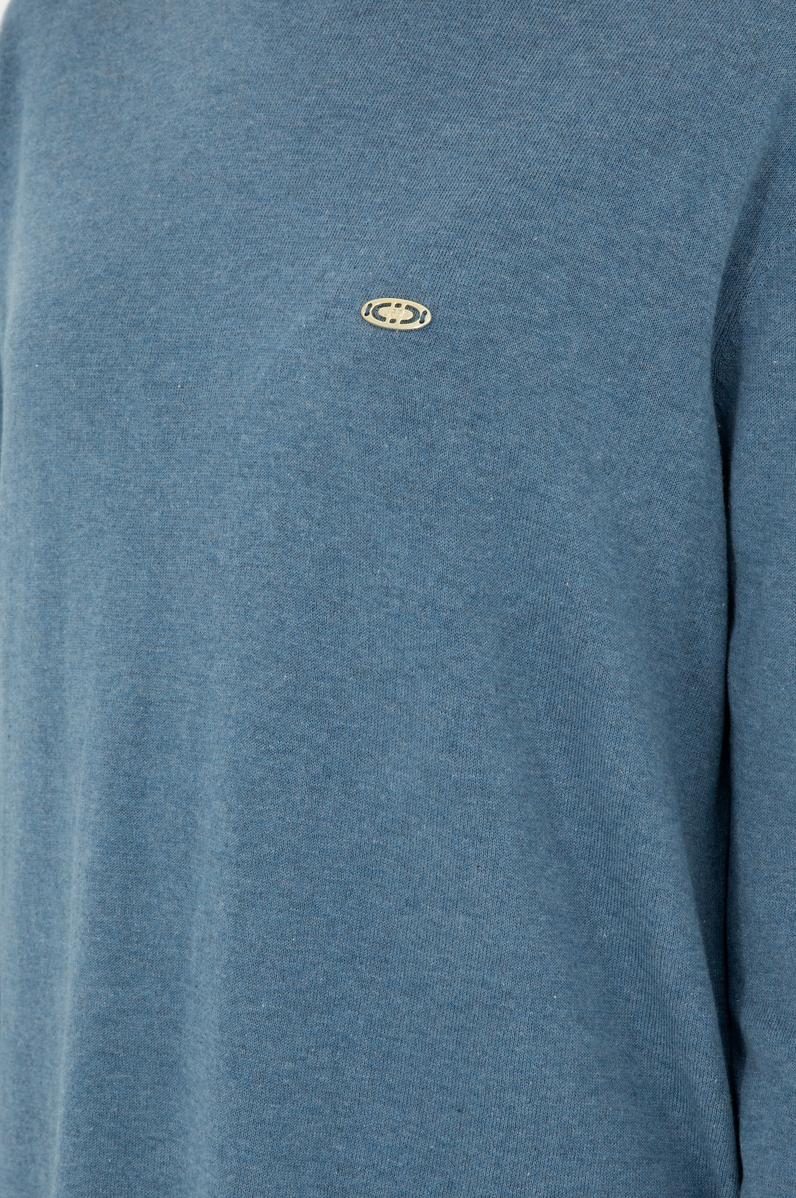 Kadın Mavi Basic Boğazlı Kazak