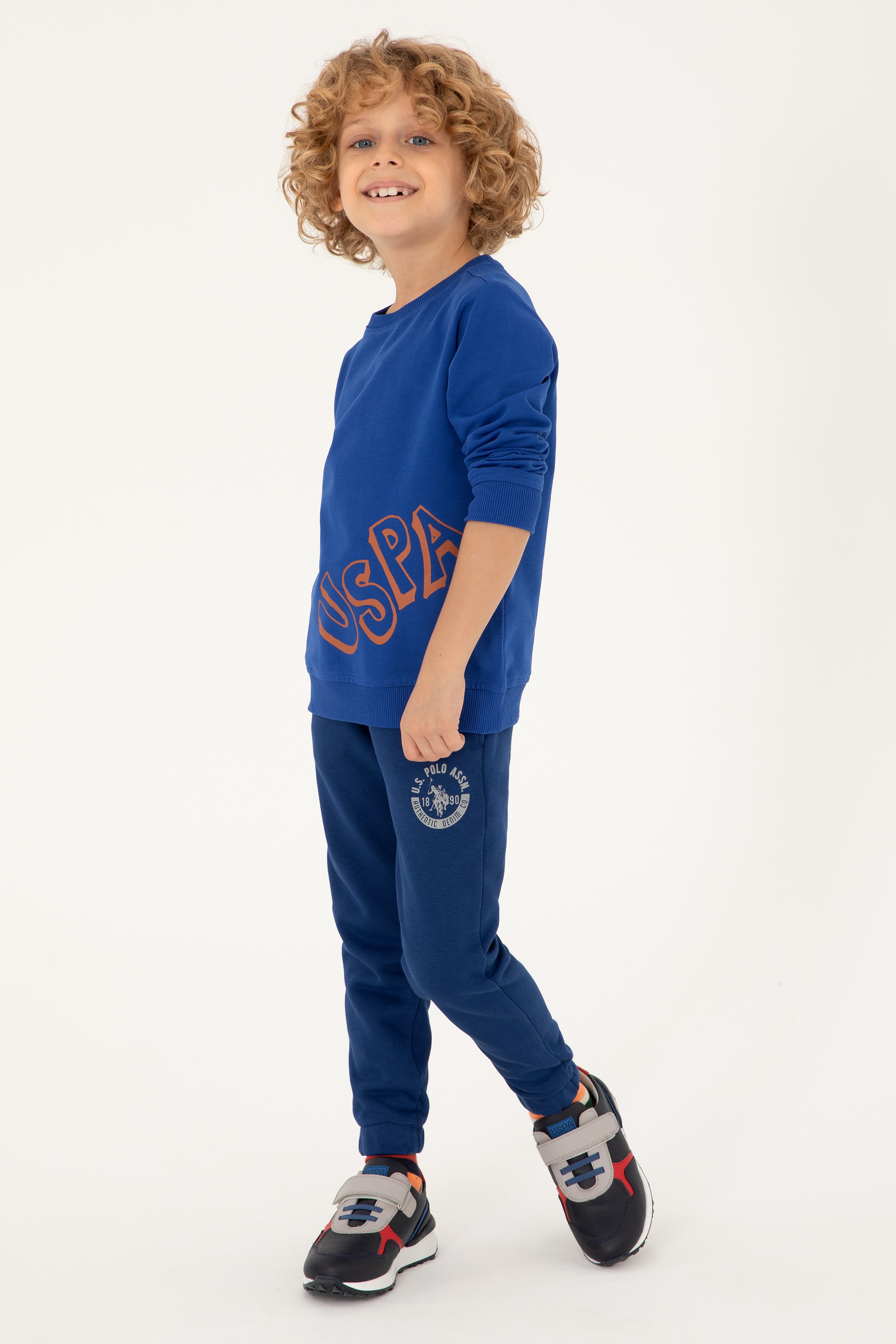 Erkek Çocuk Saks Bisiklet Yaka Sweatshirt - Image 2