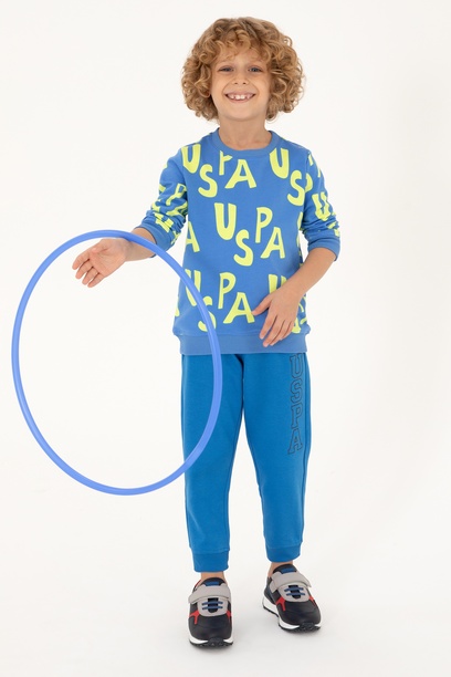 Erkek Çocuk Kobalt Bisiklet Yaka Sweatshirt