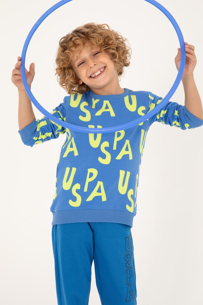 Erkek Çocuk Kobalt Bisiklet Yaka Sweatshirt