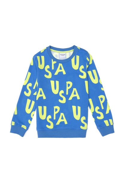 Erkek Çocuk Kobalt Bisiklet Yaka Sweatshirt