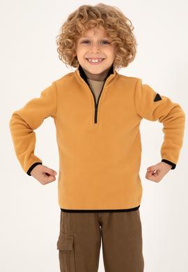 Erkek Çocuk Yarım Fermuarlı Camel Polar Sweatshirt - 50298060044