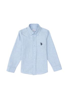 Erkek Çocuk Açık Mavi Uzun Kollu Basic Gömlek - 50297386008
