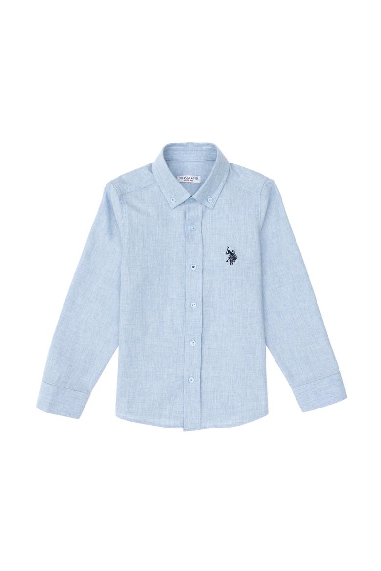 Erkek Çocuk Açık Mavi Uzun Kollu Basic Gömlek - 50297386008