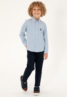 Erkek Çocuk Açık Mavi Uzun Kollu Basic Gömlek - 50297386008