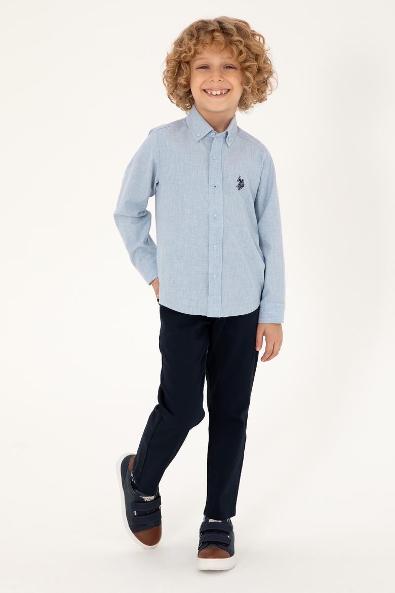 Erkek Çocuk Açık Mavi Uzun Kollu Basic Gömlek - 50297386008