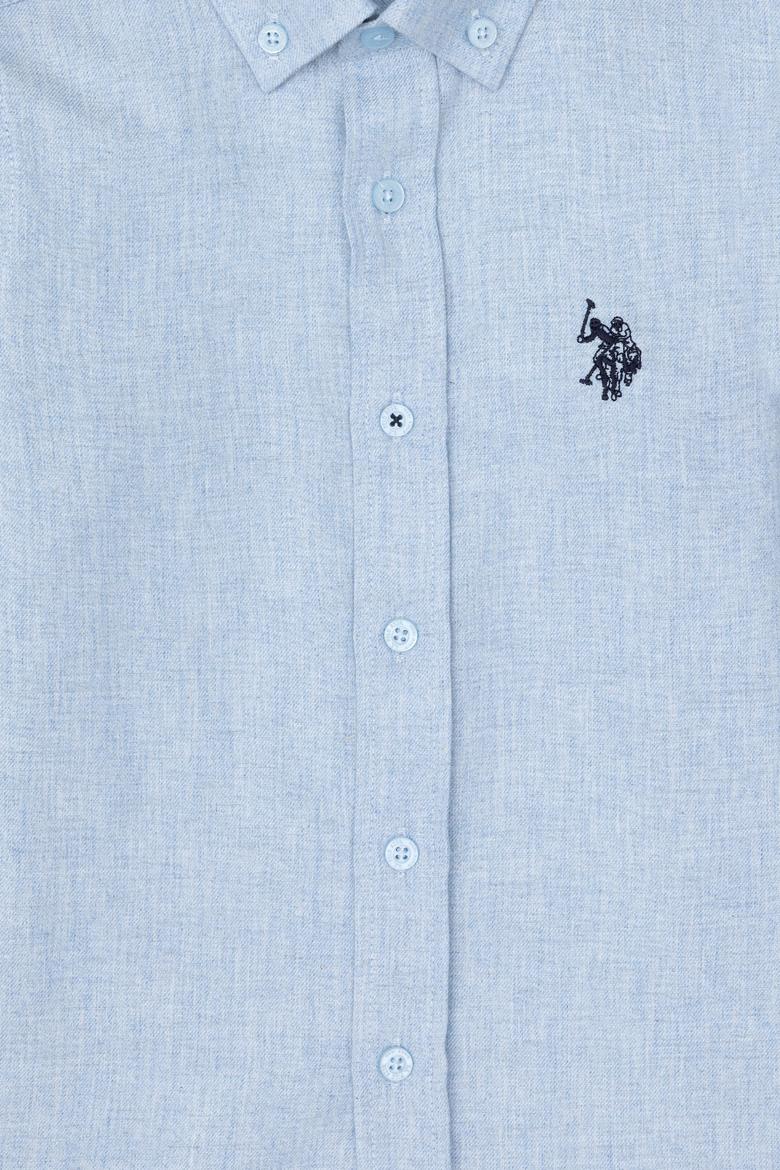 Erkek Çocuk Açık Mavi Uzun Kollu Basic Gömlek - 50297386008