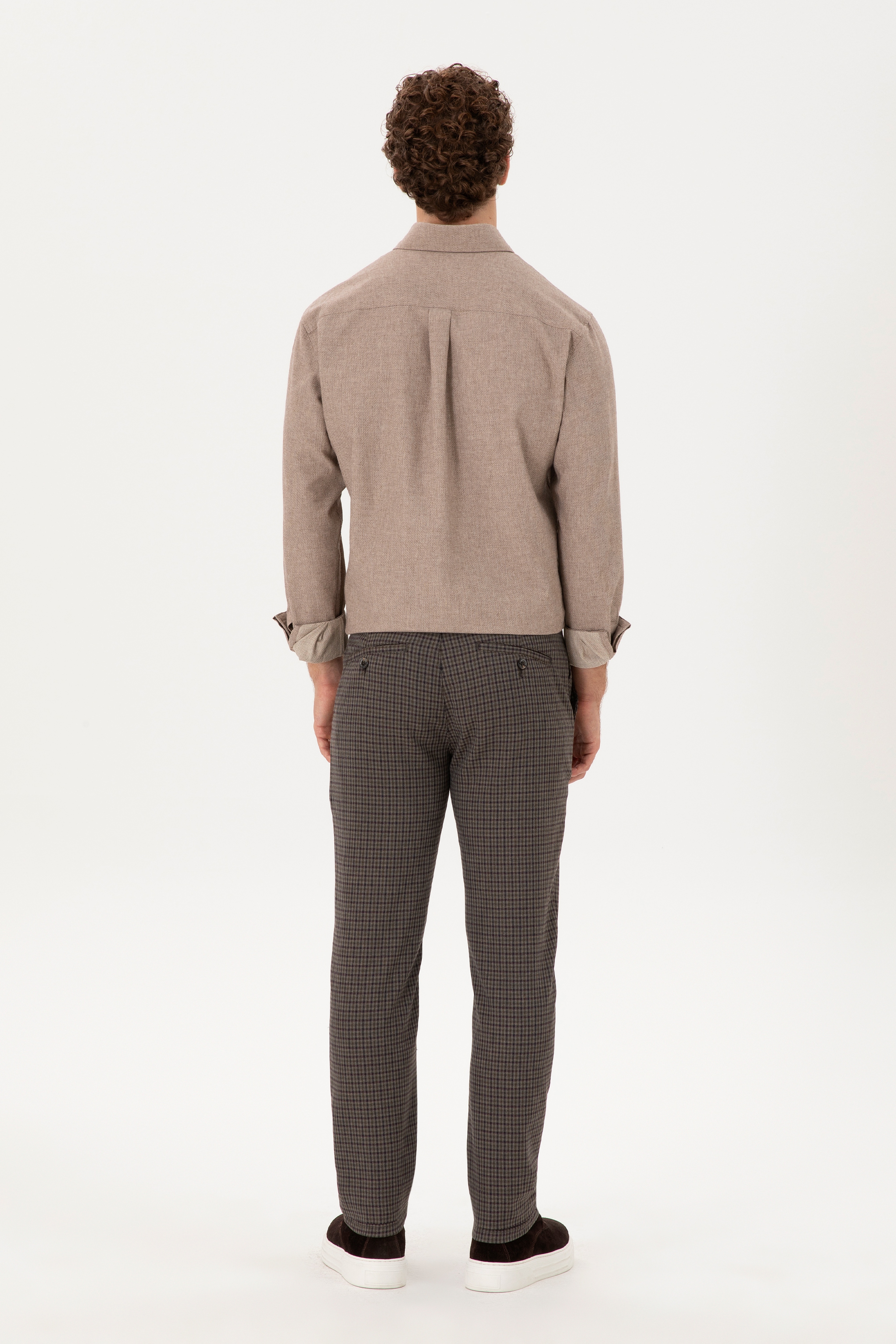 Erkek Slim Fit Mor Kanvas Pantolon - Image 4