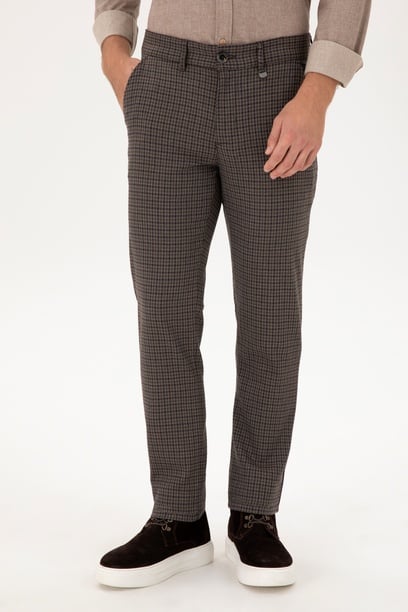 Erkek Slim Fit Mor Kanvas Pantolon