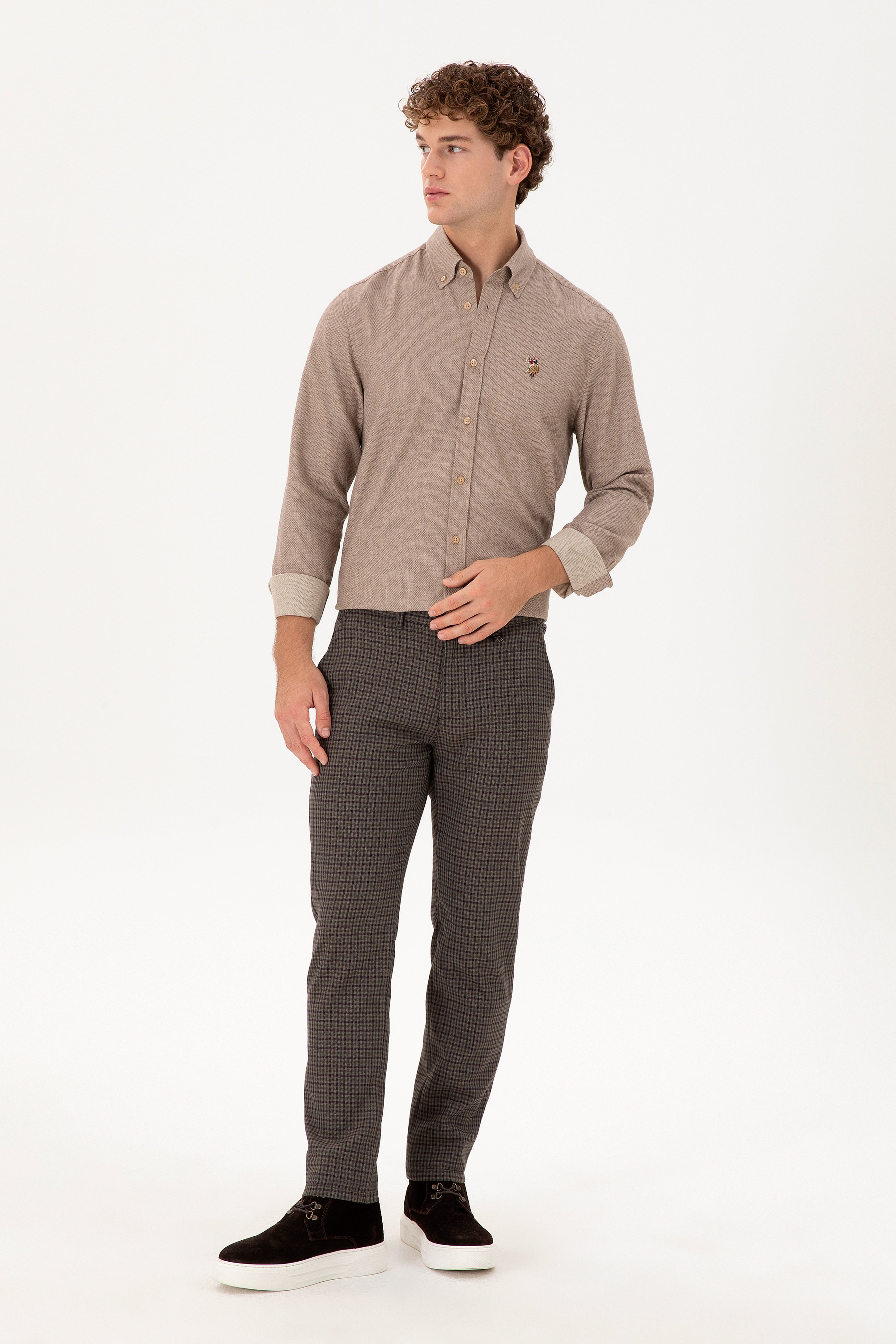 Erkek Slim Fit Mor Kanvas Pantolon - Image 3