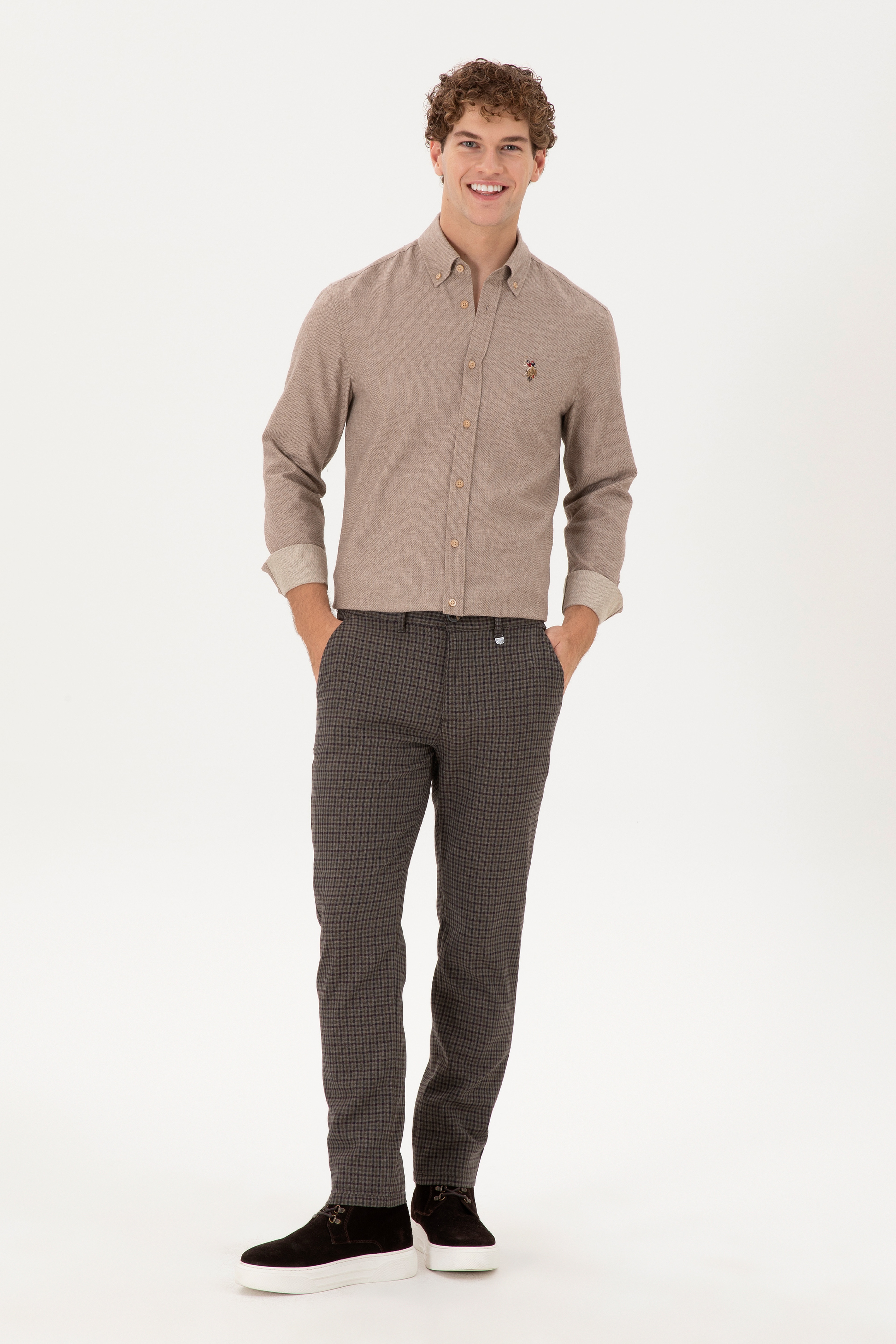 Erkek Slim Fit Mor Kanvas Pantolon - Image 1