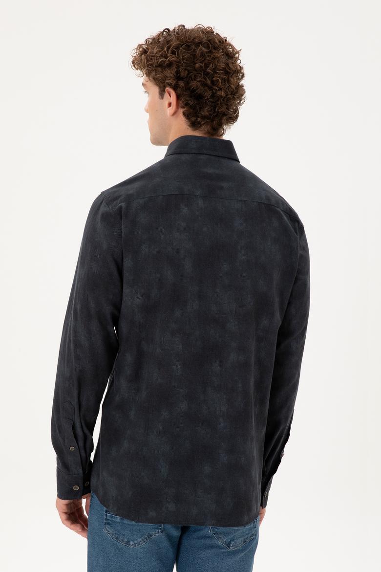 Erkek Koyu Yeşil Uzun Kollu Gömlek - 50293761023