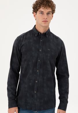 Erkek Koyu Yeşil Uzun Kollu Gömlek - 50293761023