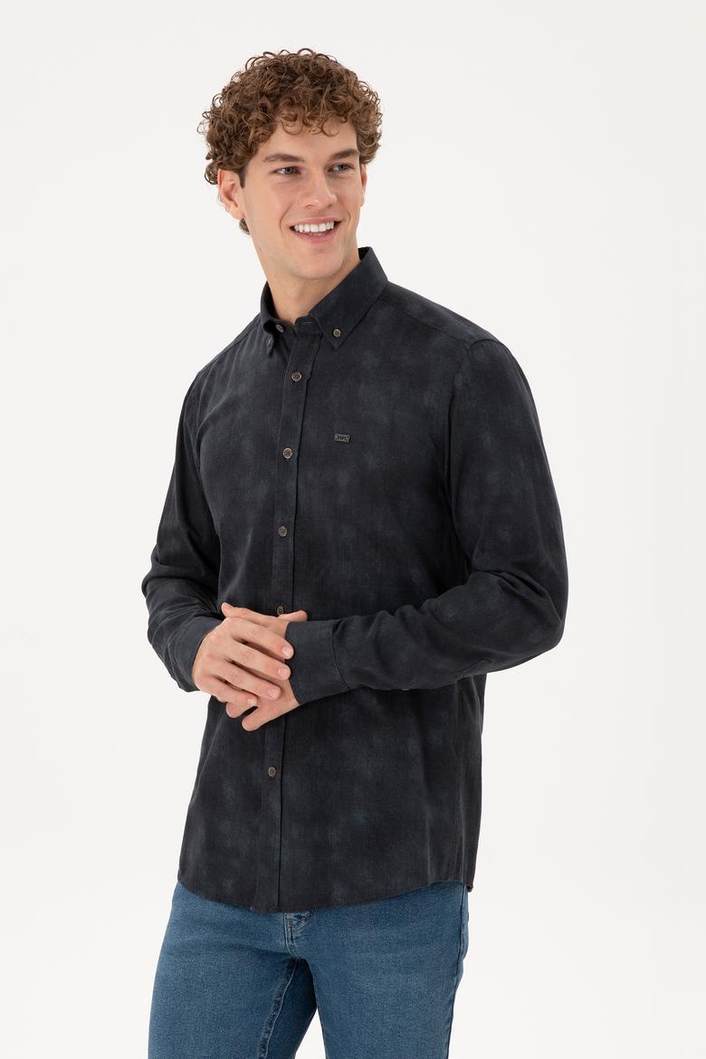 Erkek Koyu Yeşil Uzun Kollu Gömlek